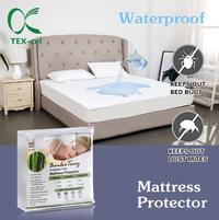 Factory Price Zipper Waterproof Mattress Protector White Bamboo Terry Fabric Fitted Bed Sheet Cover Wholesale-TEX-CEL